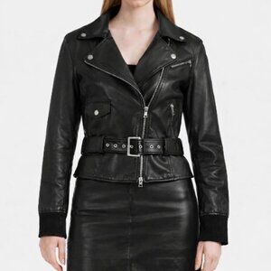 Rudsak Black Leather Bomber Jacket